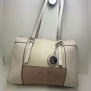 Guess Color Block Handbag Combination of Beige Cream and Mauve